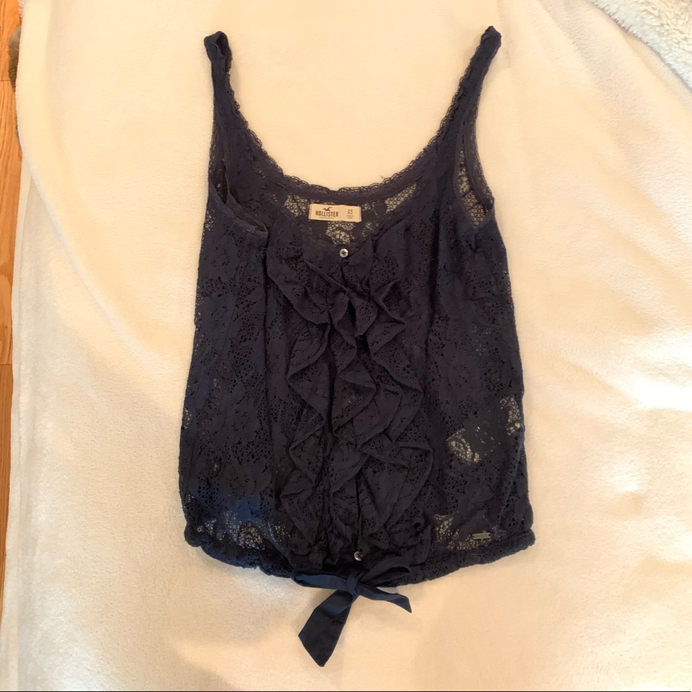 Hollister Navy Lace Ruffle Tank Top Size XS